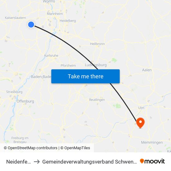 Neidenfels to Gemeindeverwaltungsverband Schwendi map