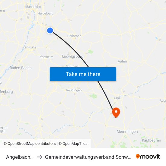 Angelbachtal to Gemeindeverwaltungsverband Schwendi map