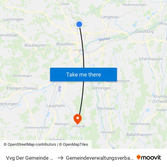 Vvg Der Gemeinde Dornstadt to Gemeindeverwaltungsverband Schwendi map