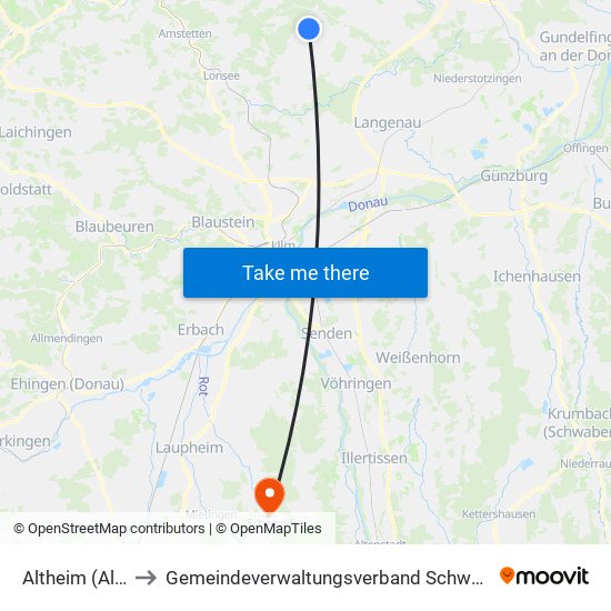 Altheim (Alb) to Gemeindeverwaltungsverband Schwendi map