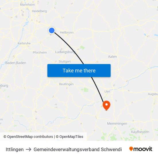 Ittlingen to Gemeindeverwaltungsverband Schwendi map