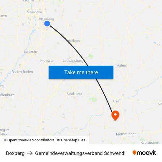 Boxberg to Gemeindeverwaltungsverband Schwendi map