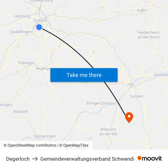 Degerloch to Gemeindeverwaltungsverband Schwendi map