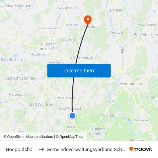 Gospoldshofen to Gemeindeverwaltungsverband Schwendi map