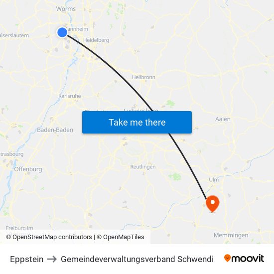 Eppstein to Gemeindeverwaltungsverband Schwendi map