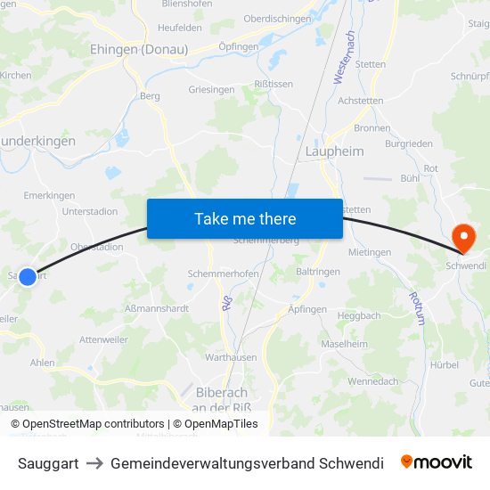 Sauggart to Gemeindeverwaltungsverband Schwendi map