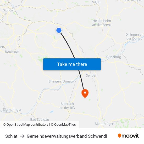 Schlat to Gemeindeverwaltungsverband Schwendi map