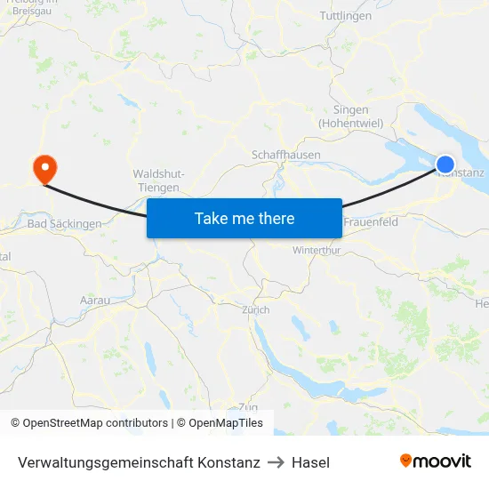 Verwaltungsgemeinschaft Konstanz to Hasel map