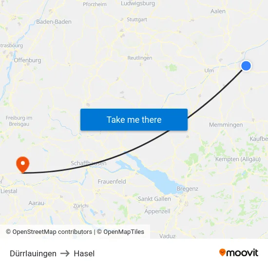 Dürrlauingen to Hasel map