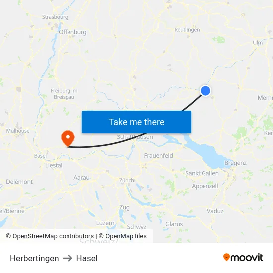 Herbertingen to Hasel map