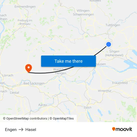 Engen to Hasel map
