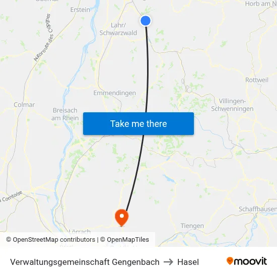 Verwaltungsgemeinschaft Gengenbach to Hasel map