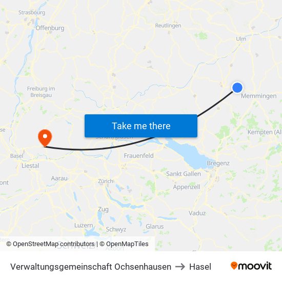 Verwaltungsgemeinschaft Ochsenhausen to Hasel map