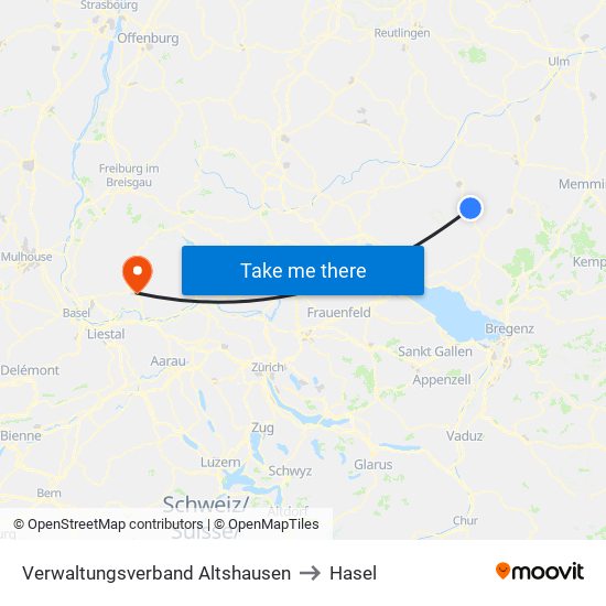 Verwaltungsverband Altshausen to Hasel map