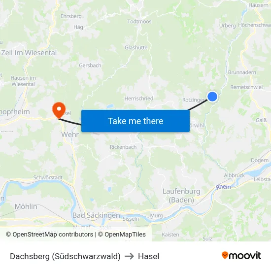 Dachsberg (Südschwarzwald) to Hasel map
