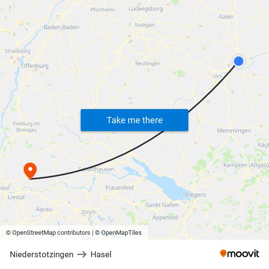 Niederstotzingen to Hasel map