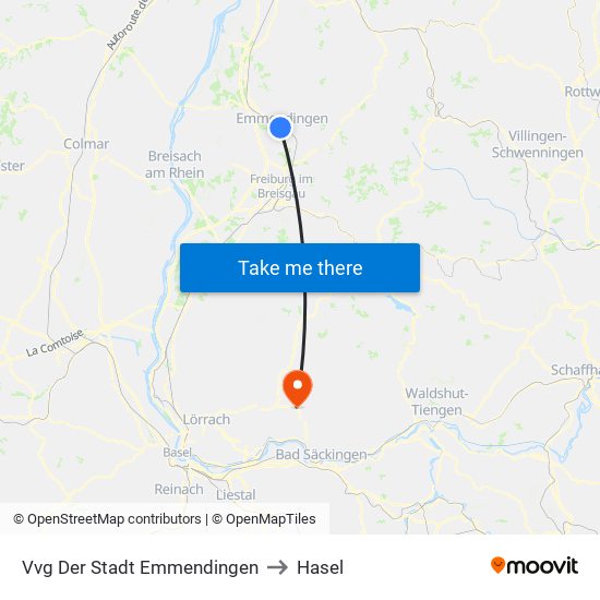 Vvg Der Stadt Emmendingen to Hasel map