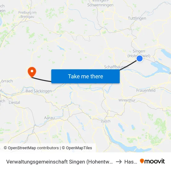 Verwaltungsgemeinschaft Singen (Hohentwiel) to Hasel map