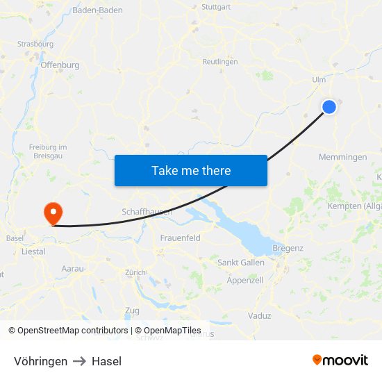 Vöhringen to Hasel map