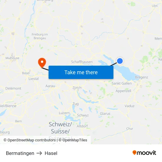 Bermatingen to Hasel map