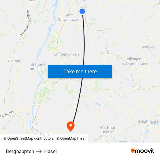 Berghaupten to Hasel map