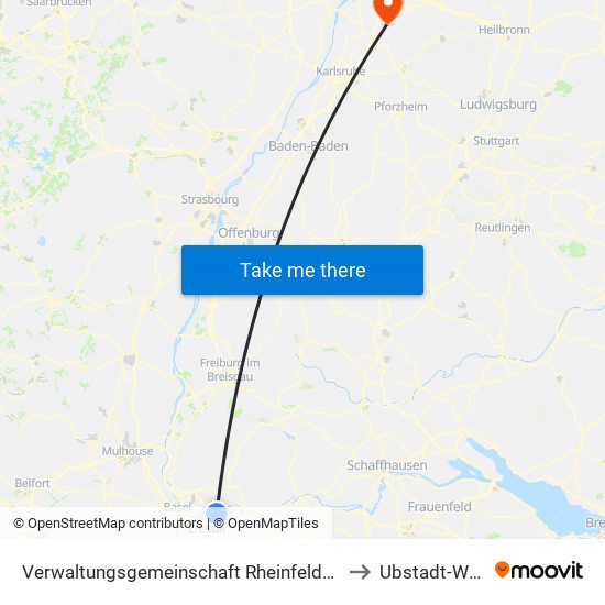 Verwaltungsgemeinschaft Rheinfelden (Baden) to Ubstadt-Weiher map