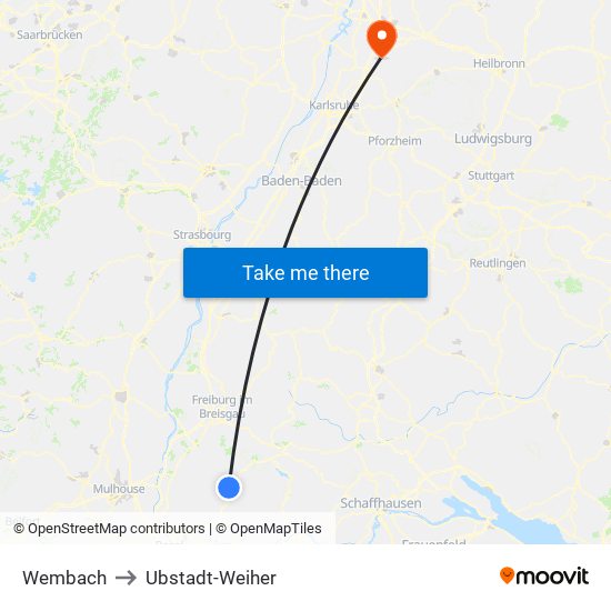 Wembach to Ubstadt-Weiher map