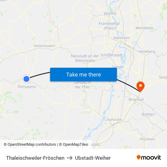 Thaleischweiler-Fröschen to Ubstadt-Weiher map