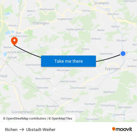 Richen to Ubstadt-Weiher map
