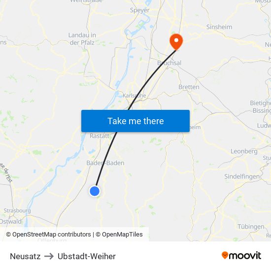 Neusatz to Ubstadt-Weiher map