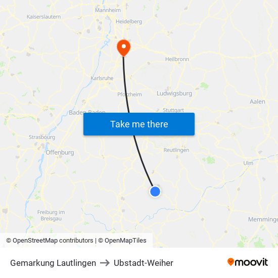 Gemarkung Lautlingen to Ubstadt-Weiher map