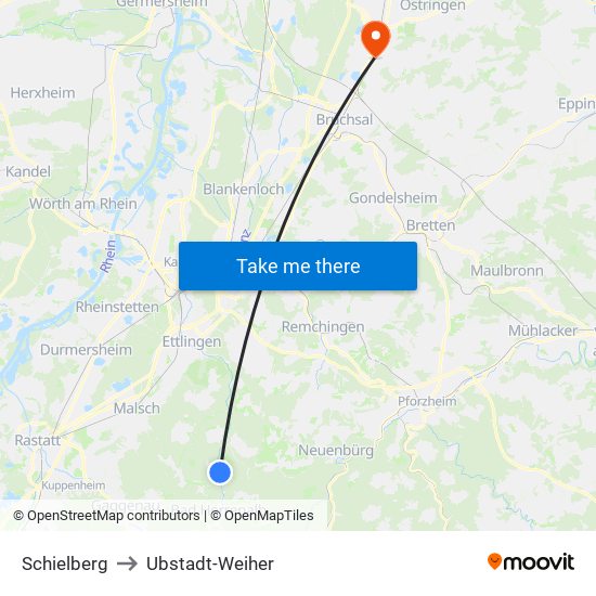 Schielberg to Ubstadt-Weiher map