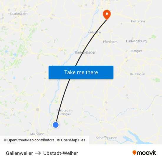 Gallenweiler to Ubstadt-Weiher map
