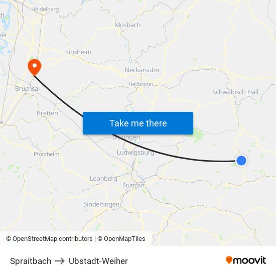 Spraitbach to Ubstadt-Weiher map