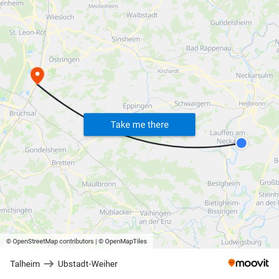Talheim to Ubstadt-Weiher map