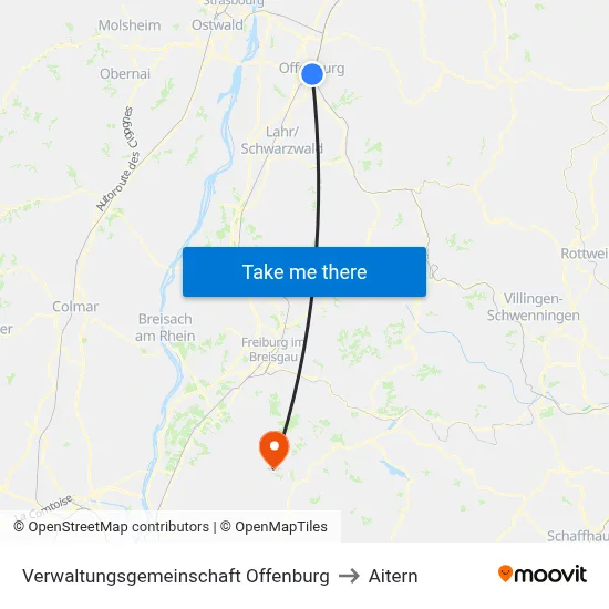 Verwaltungsgemeinschaft Offenburg to Aitern map