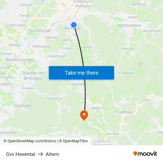 Gvv Hexental to Aitern map