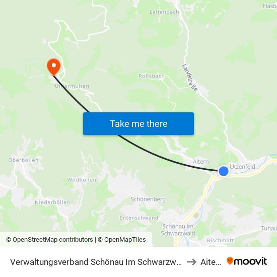Verwaltungsverband Schönau Im Schwarzwald to Aitern map