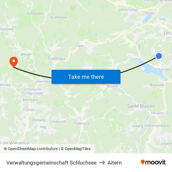 Verwaltungsgemeinschaft Schluchsee to Aitern map