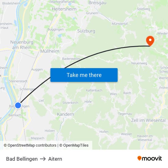 Bad Bellingen to Aitern map