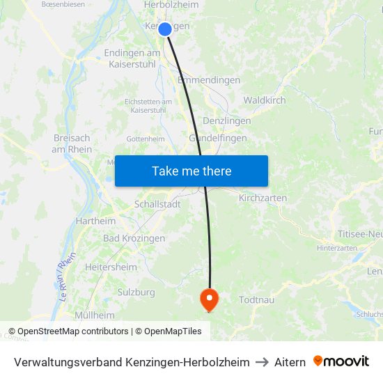 Verwaltungsverband Kenzingen-Herbolzheim to Aitern map