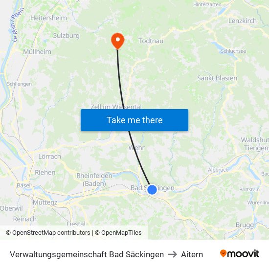 Verwaltungsgemeinschaft Bad Säckingen to Aitern map