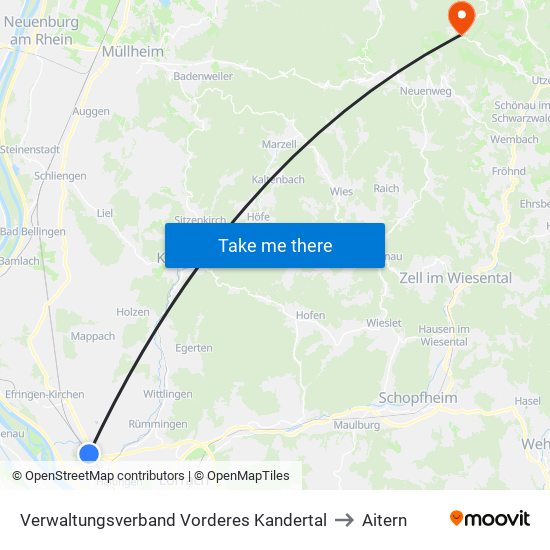 Verwaltungsverband Vorderes Kandertal to Aitern map