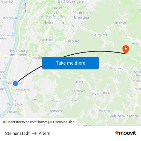 Steinenstadt to Aitern map