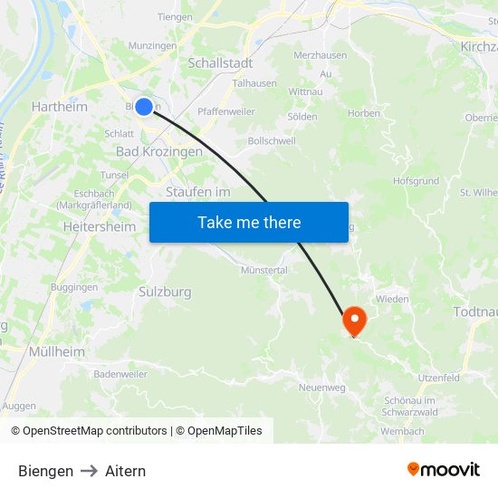 Biengen to Aitern map