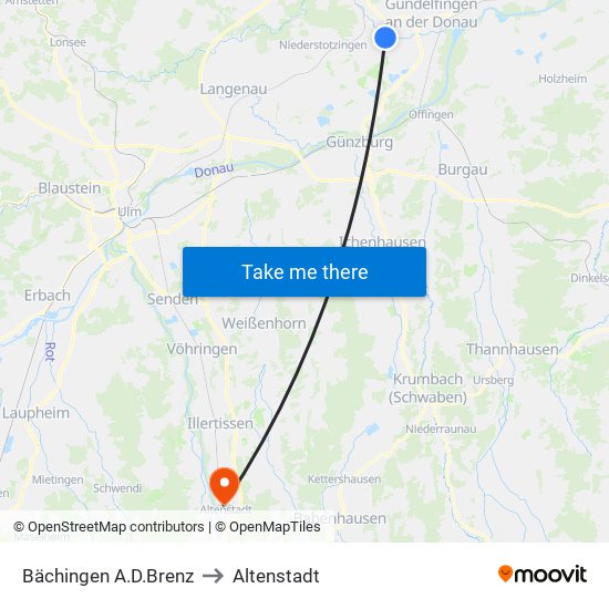 Bächingen A.D.Brenz to Altenstadt map
