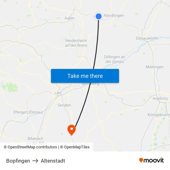 Bopfingen to Altenstadt map