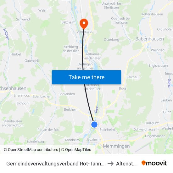 Gemeindeverwaltungsverband Rot-Tannheim to Altenstadt map