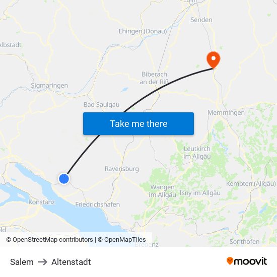 Salem to Altenstadt map