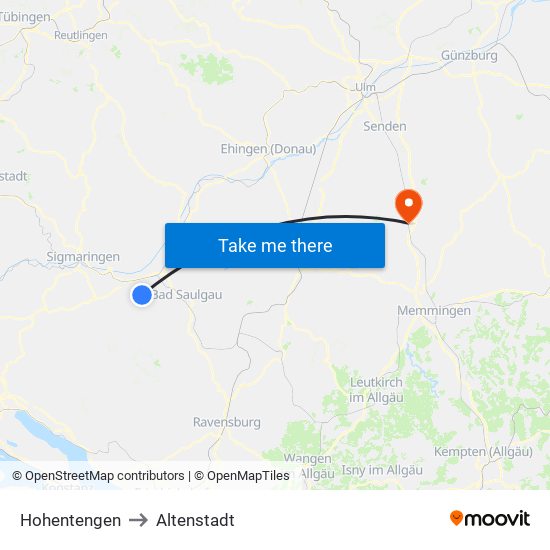 Hohentengen to Altenstadt map